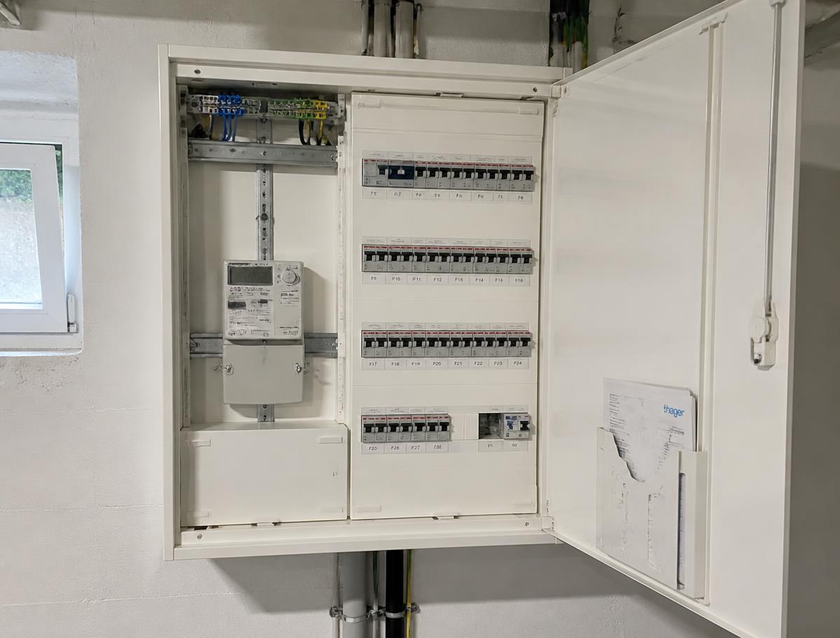 Neuer Zählerschrank mit beschrifteten Stromkreisen